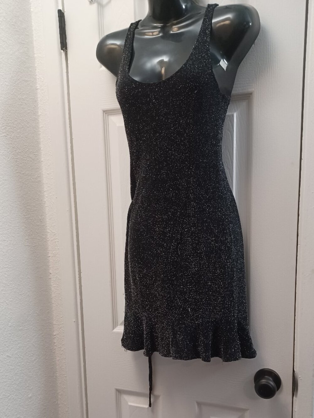 Medium - Black glittery mini dress (no tag) with ruffle hem